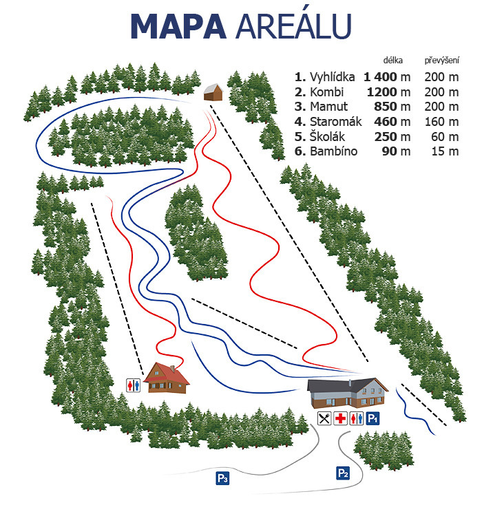 Ski areál Malenovice mapa